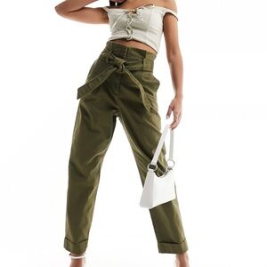 & Other Stories Khaki Tie-Waist Trousers sz 2 NWOT